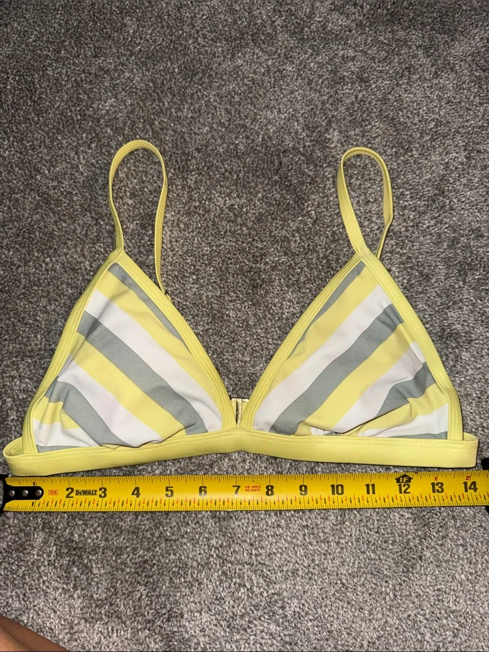 Yellow Striped Triangle Bikini Top